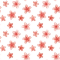 綺麗な水彩の桜のシームレスパターン、背景/ Beautiful Watercolor Cherry Blossom Seamles Pattern,　Background