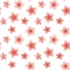 綺麗な水彩の桜のシームレスパターン、背景/ Beautiful Watercolor Cherry Blossom Seamles Pattern,　Background