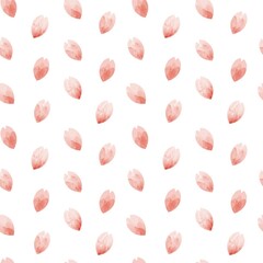 綺麗な水彩の桜の花びらのシームレスパターン、背景/ Beautiful Watercolor Cherry Blossom Petal Seamless Pattern, Background