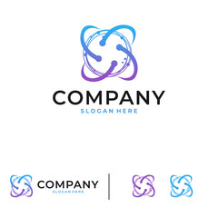 atom logo modern style premiun vector