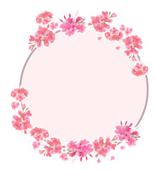 A wreath of pelargonium made in watercolor on a pink background