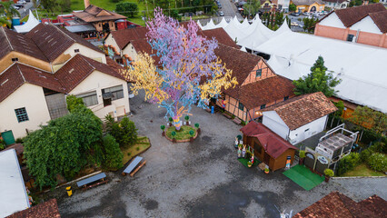 Panoramic aerial image of Osterfest, the Easter event that takes place in the city of Pomerode in Santa Catarina