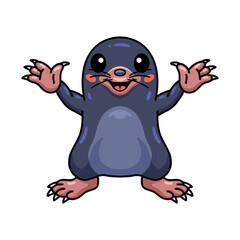 Cute little mole cartoon raising hands
