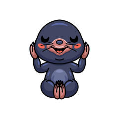 Cute little mole cartoon sitting
