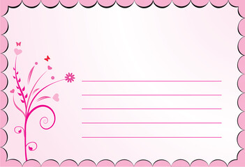 floral design with pink scalloped edges