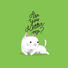 Funny and cute cartoon cat, Vector illustration.