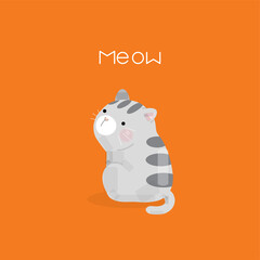 Funny and cute cartoon cat, Vector illustration.