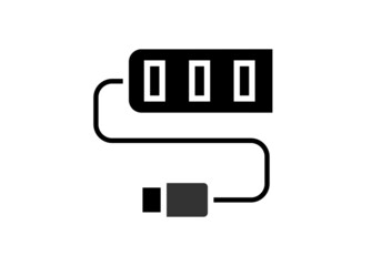 USB port hub. Simple illustration in black and white.