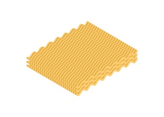 Raw instant noodle. Simple flat illustration in isometric view.