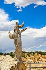 Fototapeta premium Bryce Canyon National Park, Utah. Giant natural amphitheaters, hoodoos, delicate and colorful pinnacles, red, orange, and white colors of rocks