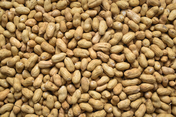 peanuts background, overhead view. shell texture of peanut.