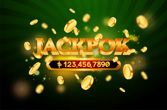 Jackpot of Golden typography with Many coin flying, Casino online concept, Slot game element, casino element design, Illustration