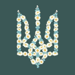 Trident made with flowers. Ukraine. Vector illustration - 496221017