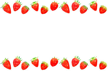 真っ赤なイチゴのイラスト背景素材　フルーツの手描きイラスト