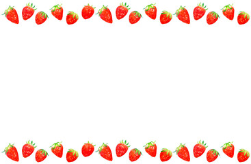 真っ赤なイチゴのイラスト背景素材　フルーツの手描きイラスト