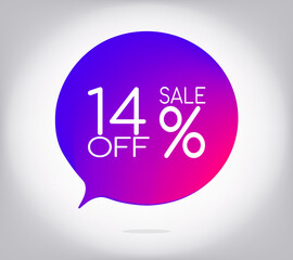 14% off gray gradient banner. Vector illustration label, colorful gradient label design or color transition for your modern design discount campaign promotion