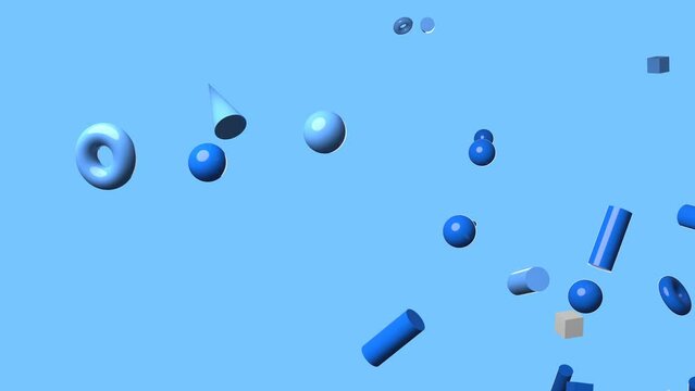 Blue geometric objects on blue background.
Confetti animation for background.