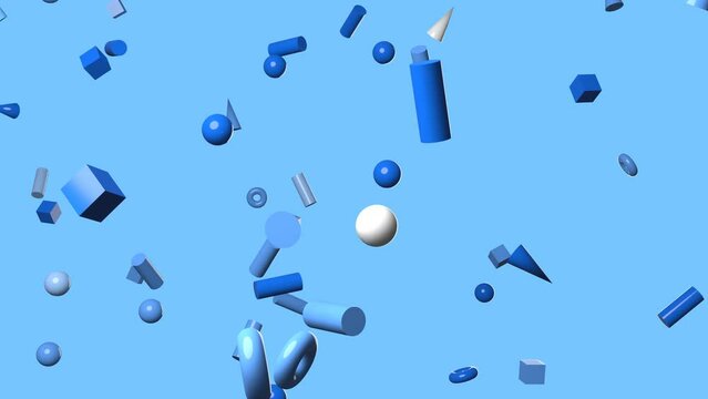 Blue geometric objects on blue background.
Confetti animation for background.