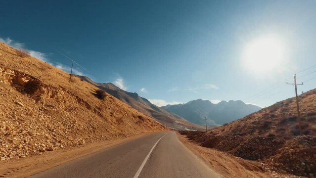 Driving Mountainous Roads To Hawraman Valley, Iran
