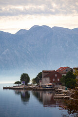 Fototapeta premium Beautiful sunrise on the Bay of Kotor, Montenegro