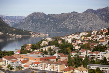 Fototapeta na wymiar Beautiful view of Kotor bay from the Kotor Old town viewpoint, Montenegro