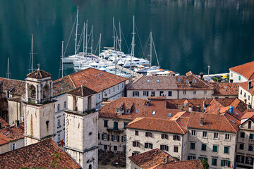 Beautiful view of Kotor bay from the Kotor Old town viewpoint, Montenegro