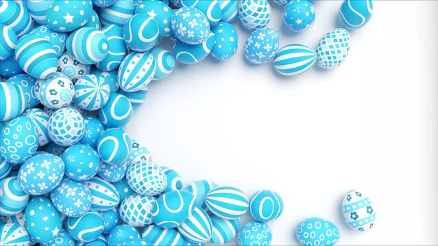 Beautiful Easter background with colorful Easter eggs. 3d animation