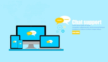 Chat support Design cover pages and web pages for user support and maintenance. vector illustration design