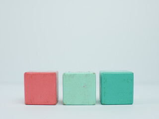 colorful Wooden toy blocks is on white background