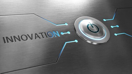 Touch futuristic screen button and activates futuristic. 3d animation