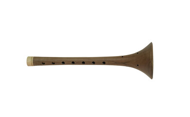 Oriental folk instrument Zurna isolated on white background