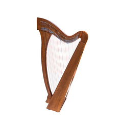 musical instrument harp on a white background