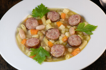 Root Vegetable, Smoked Sausage and White Bean Minestrone Recipe