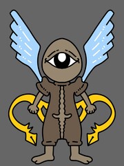 cute monster cartoon on gray background