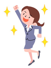 ガッツポーズをする若いビジネスウーマン
