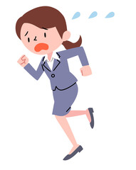 汗をかいて走る若いビジネスウーマン

