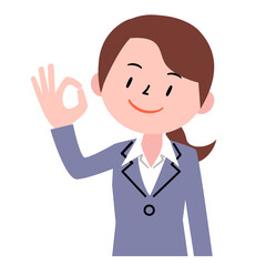OKサインを出す若いビジネスウーマン