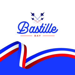Happy bastille day banner template. France wafing flag design