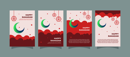 Modern Ramadan Kareem set of posters.  invitations design. Vector illustration 