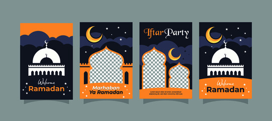 Modern Ramadan Kareem set of posters.  invitations design. Vector illustration 