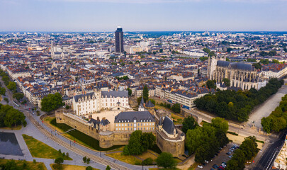Obraz premium Aerial view of Nantes town, one of main north-western French metropolitan agglomerations