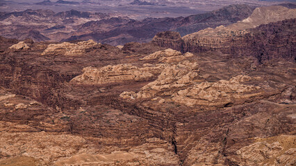 Fototapeta na wymiar Beautiful desert mountain landscape, Wadi Musa, Petra, Jordan.