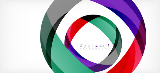 Fototapeta premium Geometric abstract background. Circle created with overlapping color shapes. Vector Illustration For Wallpaper, Banner, Background, Landing Page