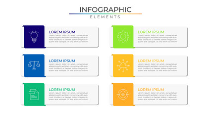 Six rectangle timeline workflow infographic plan concept design vector with icons. Business roadmap timeline network project template for presentation and report.