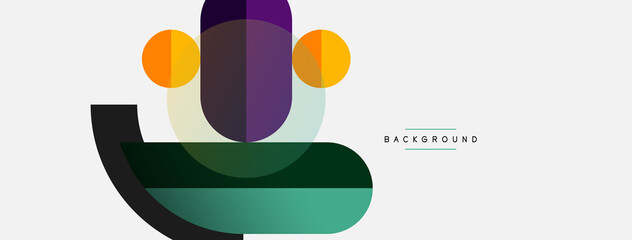 Geometric shapes composition abstract background. Circles lines and rectangles. Vector illustration for wallpaper banner background or landing page