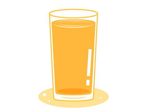 コップに注がれたオレンジジュースのイラスト