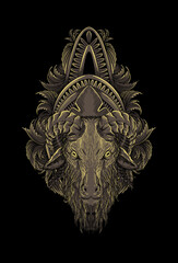 Fototapeta premium Goat with ornament artwork illustration