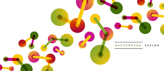 Line points connections geometric abstract background. Circles connected by lines. Trendy techno business template for wallpaper, banner, background or landing