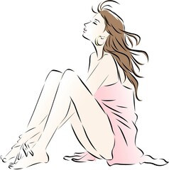 リラックスして朝日を浴びる女性