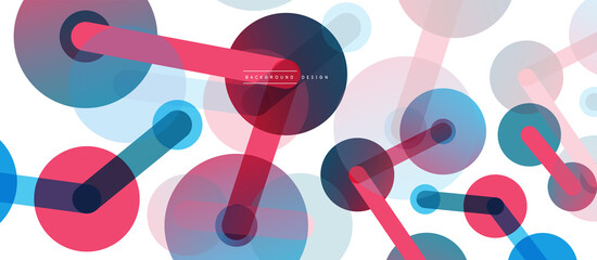 Line points connections geometric abstract background. Circles connected by lines. Trendy techno business template for wallpaper, banner, background or landing